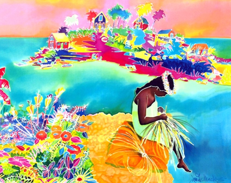 ジェニファー・マークスの絵画作品　タイトルは、Maui girl